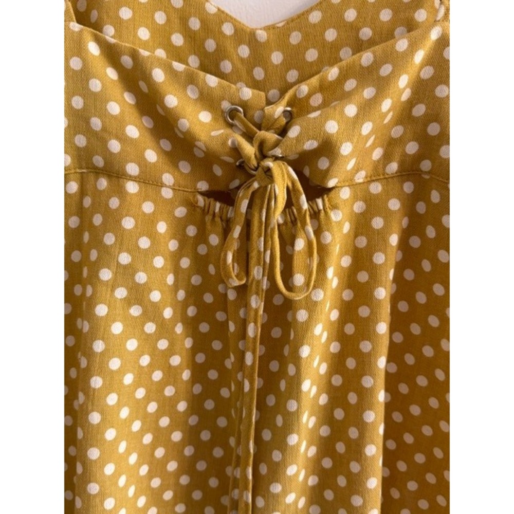 Hayden Los Angeles Yellow Polka Dot Ruffle Romper Mustard Medium - Picture 2 of 7